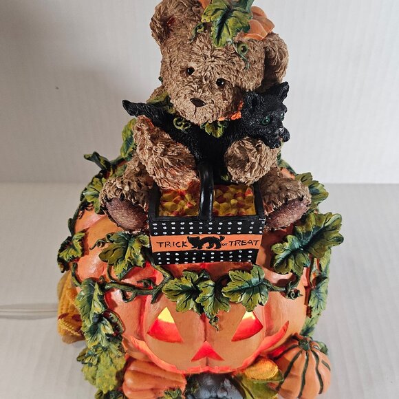 Vintage Gloria Jeans Exclusive Halloween Light Up Pumpkin With Cute Bear - Picture 7 of 12